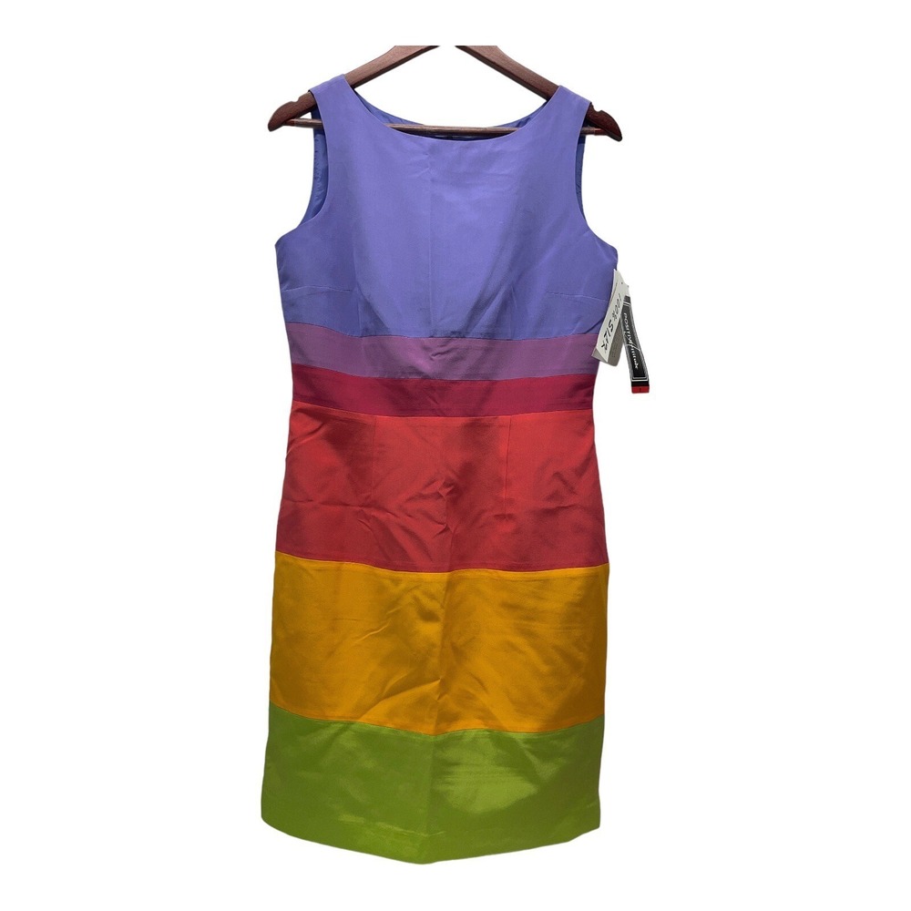 Positive Attitude Women's Size 8 Multi Color 100% Silk Dress